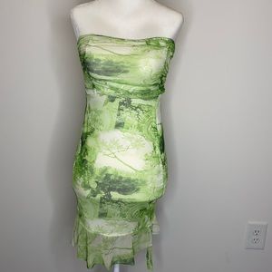 PLT Green mesh detailed dress